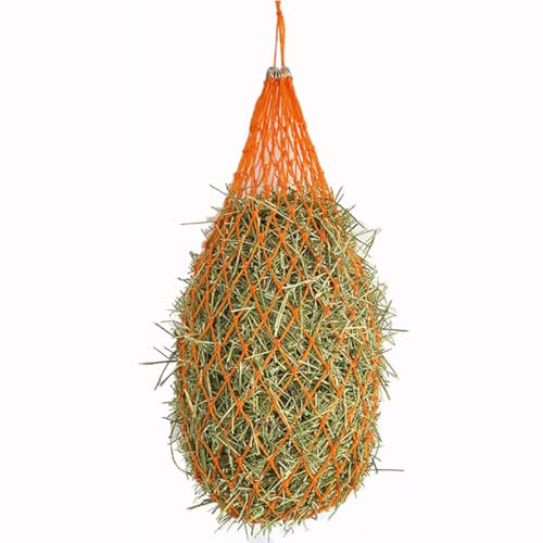 Red de Heno Caballos, Portátil Bolsa Comedero Malla Estrecha Heno Pienso, Seco Bolsa Hierba forraje paja Alimentación Lenta mejora la digestión Cabras Burros Ovejas (40inch4,Orange)