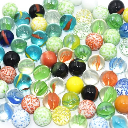 SHENSAIGO 100 Stück Glasmurmeln Glas, Kleine Glas Murmeln, 16mm Bunte Murmeln, Glaskugeln, Bunte Katzenaugen-Glasmurmeln für Murmelspiel Murmelbahn Kugelbahnen Vasen Pflanzendeko