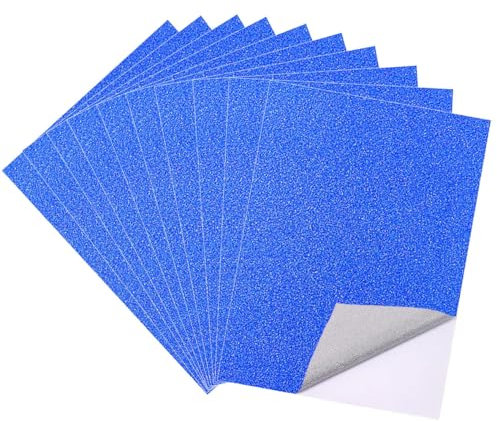 10 Blatt Blau Glitzerpapier zum Basteln, A4 Selbstklebende Glitzer Papier, Glitzerndes Bastelpapier, Glitterpapier Glitterkarton für DIY Handwerk, Grußkarten, Scrapbooking (21 x 29.7 cm, Blau)
