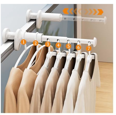 LTHERMELK Tendedero Pared Extraíble - Cuerda para Tender Ropa 5 Metros, Sin Taladro Instalación - Ahorro Espacio para Balcón, Baño, Cocina, Dormitorio - Tendedero de Pared Plegable y Reutilizable
