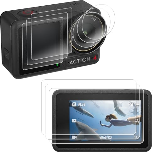 Bighan Displayschutzfolie Kompatibel für DJI Osmo Action 4 Vorder und Rückseite LCD + Objektiv [3+3+3 Stück], 9H Härte Gehärtetes Glas, Berührungsempfindlich, Kompletter Displayschutz