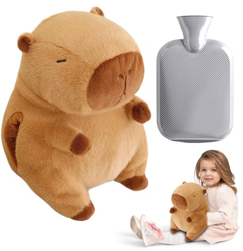 Kids Hot Water Bottle, Animal Hot Water Bottle with Cover, Removable Inner Container, Explosion-Proof and Leak-Proof, Soft Hand Warmer for Children & Adults
