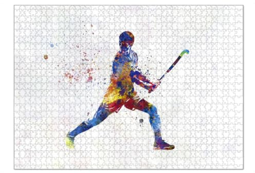 artboxONE-Puzzle XL (1000 Teile) Abstrakt Aquarell Feldhockey - Puzzle Sport aquarell Eishockey