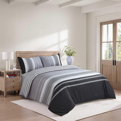 Hadi London Luxury 4 Piece Bedding Set – Duvet Cover, Fitted Sheet & 2 Pillowcases | Wrinkle-Free, Fade Resistant – Floral & Check Designs