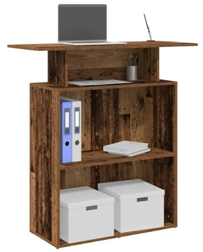 Refined Empfangstheke Salon Kassentheke Empfangstisch Büro Altholz-Optik 100x40x104 cm Holzwerkstoff