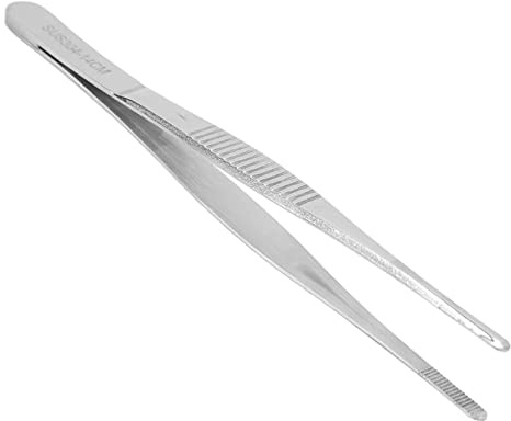 Pince à épiler médicale de 14 cm en acier inoxydable - Pince à pansement chirurgicale - Pointe droite - Antidérapante - Pour clinique, cabinet, laboratoire, usage domestique