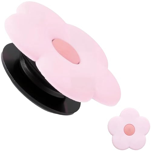 Pink Daisy Phone Grip Stand - Cute 2D Flower Collapsible Holder for Smartphones and E-Readers - Expanding Kickstand Accessory with Secure Adhesive