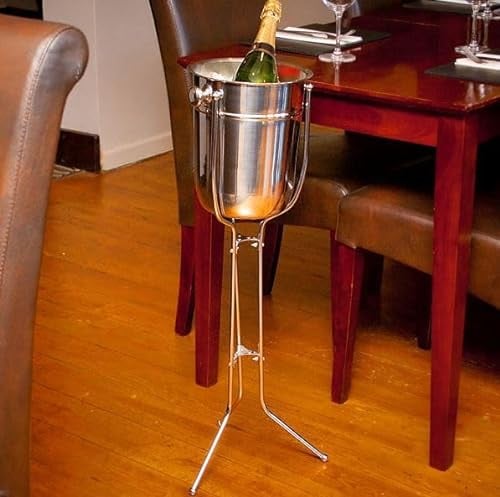 Premium Stainless Steel Wine & Champagne Ice Bucket, Ice Buckets, Ice Buckets for Parties, Set with Folding Stand, Drink Buckets for Parties, Champagne Cooler, Beer Bucket, Stainless Steel Bucket