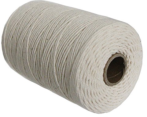 EDGEAM 200M Bäckergarn aus 100% Natur Baumwolle Bindegarn Bäcker Faden 4-lagig zum Basteln Dekorieren (200 Meter, Rohweiß)