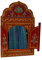 Treasures Of Morocco Miroir mural marocain avec portes peintes à la main en arabesque - Petit rouge
