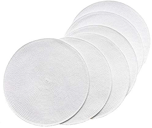 SCF2017, 6 tovagliette rotonde in polipropilene intrecciato White