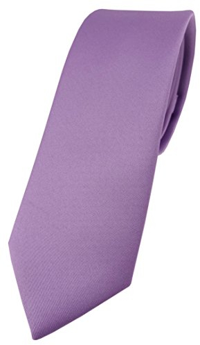 TigerTie Herren Krawatte – schmale 5,5 cm Krawatte in dunkles flieder einfarbigem Design, ideal für Geschäftstermine, festliche Anlässe und die Freizeit