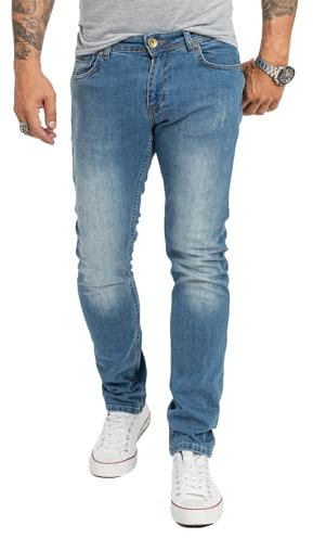 Rock Creek Designer Herren Jeans Hose Stretch Jeanshose Basic Slim Fit [RC-2131 - V.Light Blue - W33 L32]
