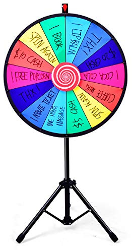 GOPLUS Glücksrad 24 Lotteriespiele Preisrad Glückspiel 64cm mit Ständer höhenverstellbar