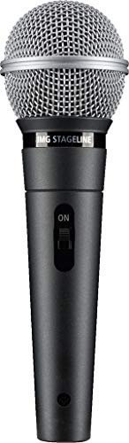 IMG STAGELINE DM-3S dynamisches Mikrofon für Bühne, Sprache und Gesang, Sprach-Verstärker mit Supernieren-Charakteristik inkl. Mikrofon-Halter, Adapter-Schraube und Mikrofon-Tasche, in Schwarz