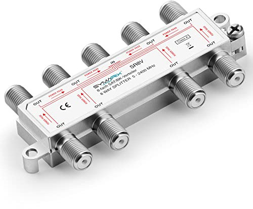 SYMARIX SR8V SAT & BK - 8-Fach Verteiler mit DC-Durchlass - UHD - Einkabel/SCR/Unicable tauglich - Splitter/Weiche - für - DVB-S2 - BK - DVB-T2 - UKW/DAB - voll geschirmt Schirmungsmaß ≥ 110 dB