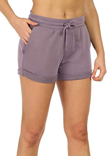 icyzone Damen Sport Kurze Hose Laufshorts Jogginghose Sommer Sportshorts Atmungsaktiv Running Gym Shorts (M, Lilac)