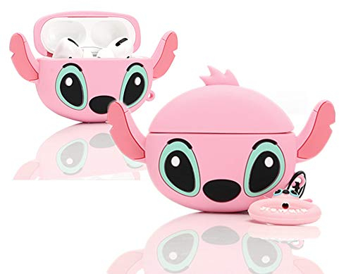 LEWOTE Silikon Niedliche Lustige Abdeckung Kompatibel mit Apple Airpods Pro[DSN-Serie] (Big Ear Stitch Pink)