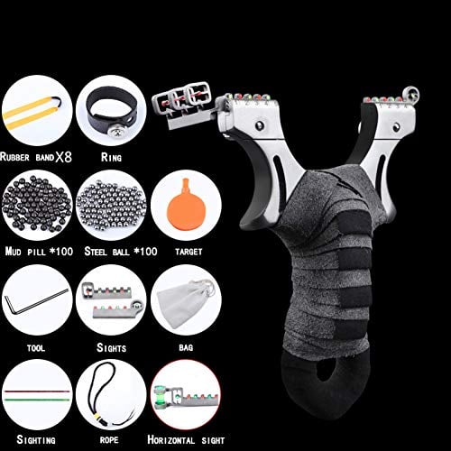 CUHSPOL Slingshot 2.0 Catapult for Adults/Children, Professional Outdoor Hunting Stainless Steel slingshots with 8pcs Slingshot bands and 200pcs Slingshot Ammo