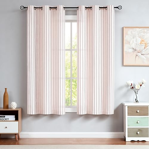 Randall Rot gestreifte halbtransparente Vorhänge, Paneele, 160 cm, Schlafzimmer/Wohnzimmer