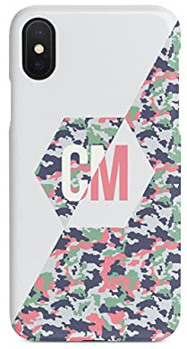 Tirita Personalised Custom Initials Hard Phone Case/Cover compatible with iPhone Xs Max Camouflage Camo Pattern [20 - Pink Lilac]