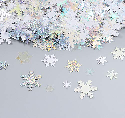 Adorfine 100g Metallic Konfetti Weihnachten Glitzer Schneeflocken zum Aufbügeln, Fensterdeko Streudeko Weihnachtsbaum Dekorationen Christbaumschmuck（Silber）