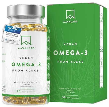 Omega 3 Vegan [1500mg] Oméga 3 d'Huile d'Algue d’Origine Durable Hautement Dosé 750mg DHA + 300mg EPA par Dose - Complément Alimentaire Omega3 100% Végétalien - 90 Gélules
