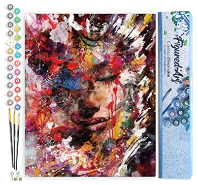 Figured'Art Peinture par Numéro Adulte Visage féminin abstrait - Activité Manuelle Kit de Loisir Créatif DIY Numéro d'Art Complet - 40x50cm sans châssis en bois