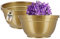 KADAX Schale aus Kunststoff, runde Blumenschale, wetterfester Pflanzkübel für Außen, Grabschale, leichte Kugelschale für Blumen, Pflanzschale (⌀ 26 cm, Gold)