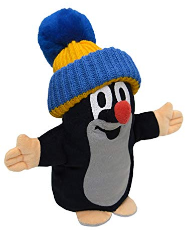 Handpuppe Tierhandpuppen 25 cm Original Der Kleine Maulwurf, mit Blau Mütze, Tierfigur theatrepuppe Handspielpuppe für Kinder Jungen Mädchen Plüsh