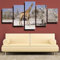 YUANJUN Wanddekoration Design Wandbild 5 Teilig Premium Poster Stilvolles Set Mit Passenden Bilder Als Wohnzimmer Deko Bilderrahmen Leinwandbild Toter Baum Der Giraffe