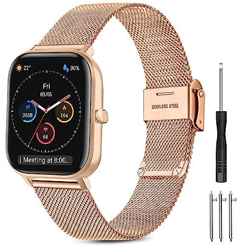 Issinlky Cinturino per Amazfit GTS 3, 20mm acciaio inossidabile metallo Cinturino per Amazfit Bip 3, Bip 3 Pro, Amazfit Bip, Bip U Pro, Amazfit GTR 42mm, GTS 2 Mini, GTS, GTS 2, GTS 3, GTS 4, 4 Mini