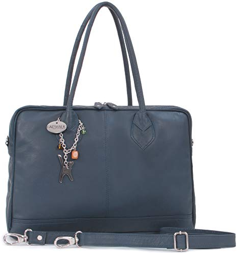 Catwalk Collection Handbags - Grande Borsa Tote Pelle - Borsa a Spalla da Lavoro - Cartella Ufficio Donna - Tracolla Removibile - Grosvenor - Blu