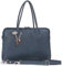 Catwalk Collection Handbags - Damen Leder Schultertasche Groß - Arbeitstasche für Notizbuch A4 - Abnehmbarer Schultergurt - GROSVENOR - Blau