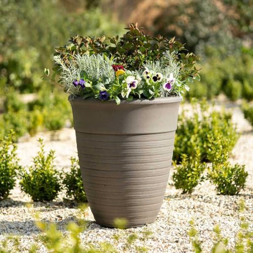 Primrose Flower Pot Tall Plant Pot Round Planter in Grey Medium 49cm (19.3in)