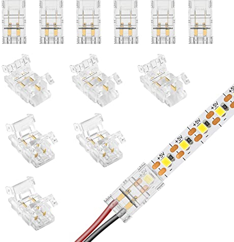 VIPMOON 12 Stück 8mm LED Verbinder 2 polig, LED verbinder, MINI LED Adapter Anschluss, 2PIN LED Schnellverbinder um Verbindungsstück ohne Abisolierdraht zu verdrahten mit einem Schraubendreher