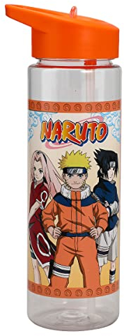 Bioworld Naruto Bouteille d'eau à paroi simple Motif personnages principaux Transparent 710 ml