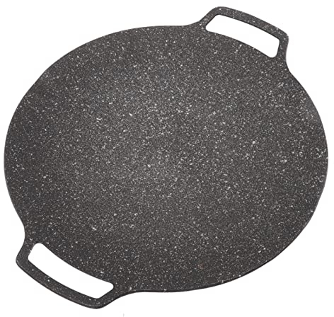 plplaaoo koreanischer BBQ-Grill Antihaft-Rundbratpfanne, BBQ-Platte,Comales Para Tortillas Koreanische BBQ-Grillpfanne für Herd im Freien, zum Grillen im Innenbereich(Universal36cm), Grillpfanne