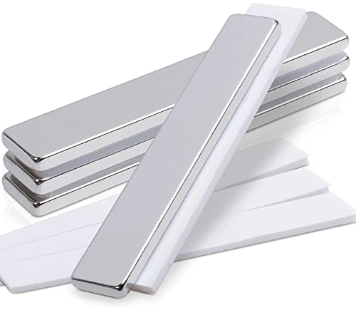 MIN CI Neodym Magnete Extra Stark Groß, 60x10x3mm Rechteckige Magnete Flach Stark Kühlschrank Magnete Klebemagnete Selbstklebend Starker Magnete für Magnettafel Küchenschrank 4Stück