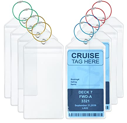 Moinkerin Gepäckanhänger, 8 Stück 19X9.5CM Transparent mit 8 Verschraubbaren Metallgürteln, Wasserdicht für Koffer und Rucksäcke