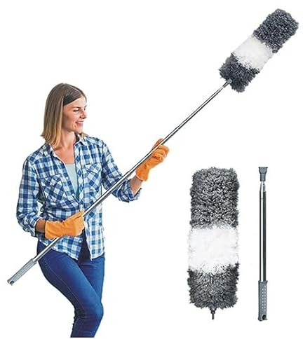 ArobiaSB Microfiber Feather Duster for Cleaning Extendable Duster 110 Inches Long for High Ceilings Home Furniture Car Telescopic Pole Feather Dusters Telescopic Duster Extendable Feather duster