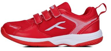 Hundred Court Star Non-Marking Professional Badminton Shoes for Mens (Red/White, EU 41/UK 7/US 8) | X-Cushion Protection | Suitable for Indoor Tennis/Squash/Table Tennis/Basketball & Padel