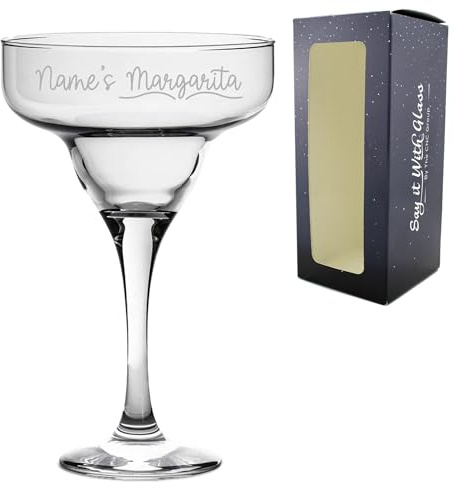 Personalised Engraved 295ml Margarita Cocktail Glass with Name's Margarita Design, Personalise with Any Name for Any Occasion, Gift Box Included, Laser Engraved