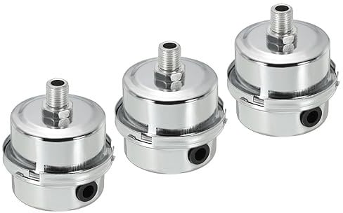 PATIKIL G1/4 Air Compressor Silencers Filter, 3 Pack Noise Reduction Intake Muffler for Generators, Blowers, Exhaust Ports, Silver Tone, White