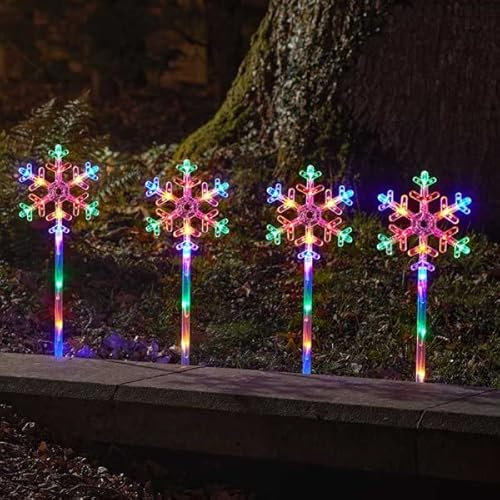 Marco Paul Weihnachts-Set mit 4 Baum-Spiralpfahl-Lichtern, Innen- und Außenbereich, Weihnachtsbeleuchtung, Garten, Heimdekoration, beleuchtet, 40 LEDs, batteriebetrieben, Weg, Terrasse, festliche