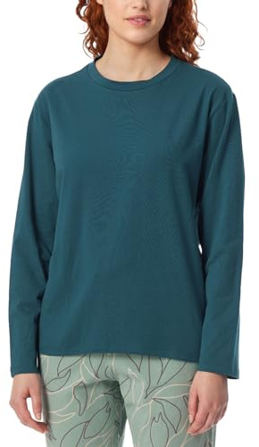 Schiesser Damen Schlafshirt Langarm Baumwolle - Mix + Relax, Petrol_182103, 36