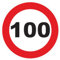 Autocollant Sticker Limitation de Vitesse Autocars Cercle Rouge - Tracteur Poids Lourds Disque limitation Vitesse Camion 100 KM/H adhésif - 10 cm Diamètre