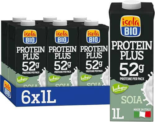 ISOLA BIO - Bebida Ecológica Vegetal Soja con Proteína 52g - Pack 6 X 1 L