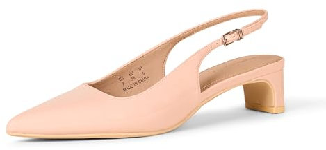 Amazon Essentials Scarpe Slingback con Tacco a Blocco Donna, Rosato Pelle Verniciata, 43 EU