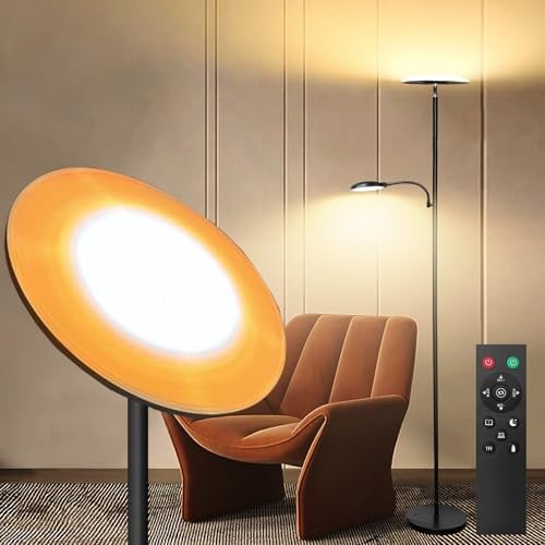 LED Lampadaire, 44W 4500LM Super Lumineux Lampadaire sur Pied Salon, Dimmable 2700K-6500K Lecture Lampadaires avec Télécommande et Contrôle Tactile, Lampadaire Haut pour Salon Chambre Bureau